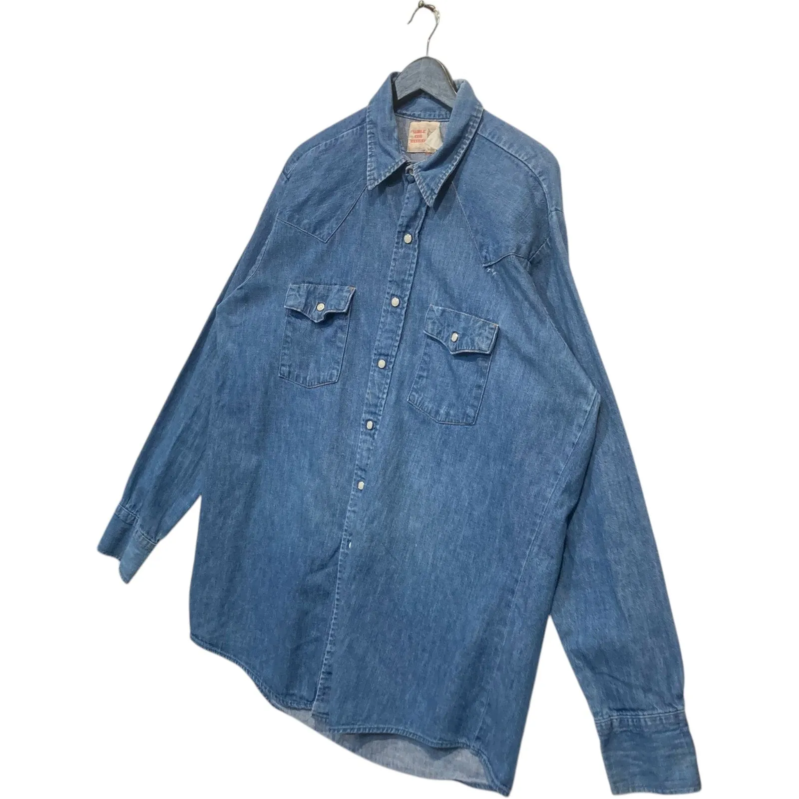 Vintage Denim Snap-On Pockets Long Sleeve Button Up