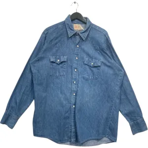 Vintage Denim Snap-On Pockets Long Sleeve Button Up