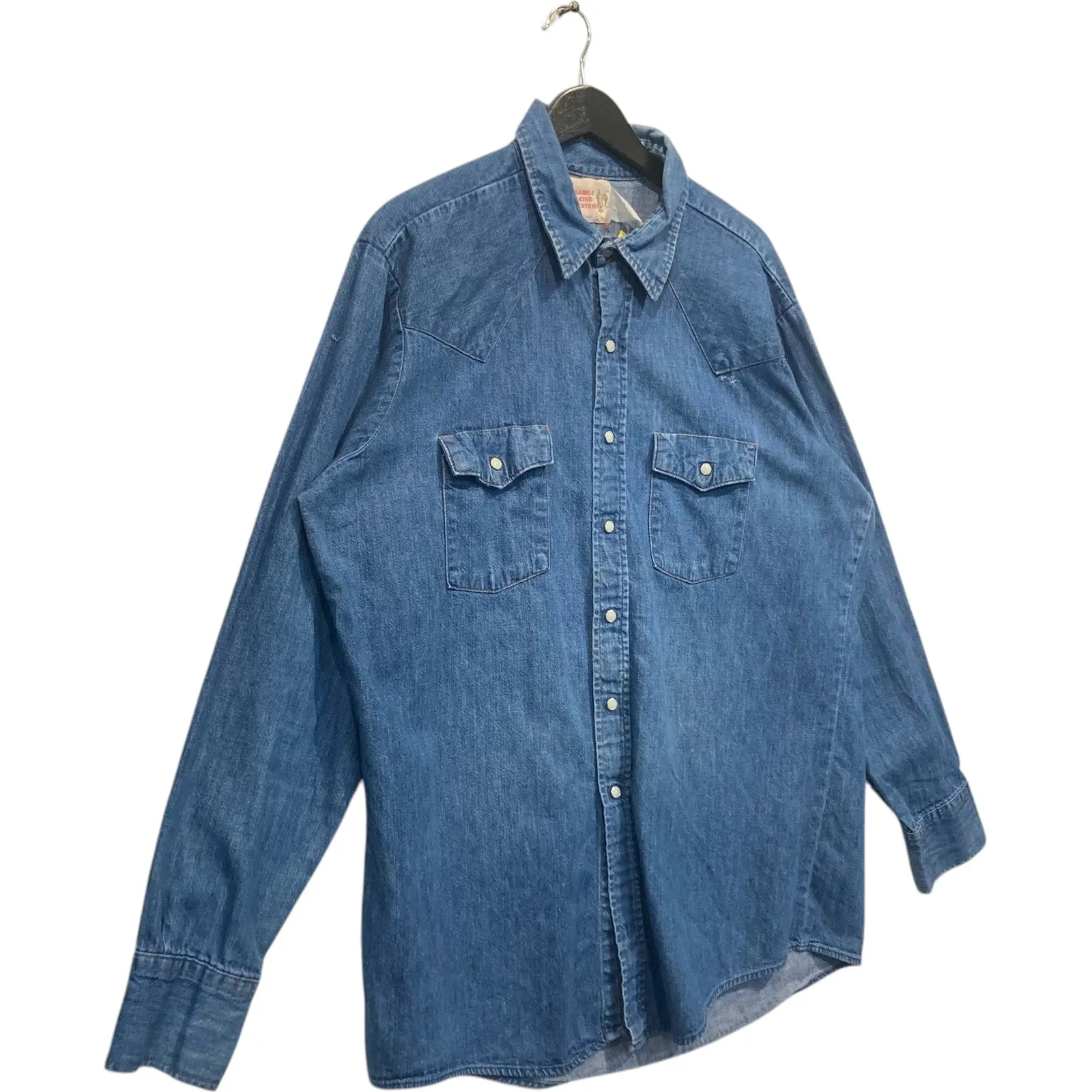 Vintage Denim Snap-On Pockets Long Sleeve Button Up