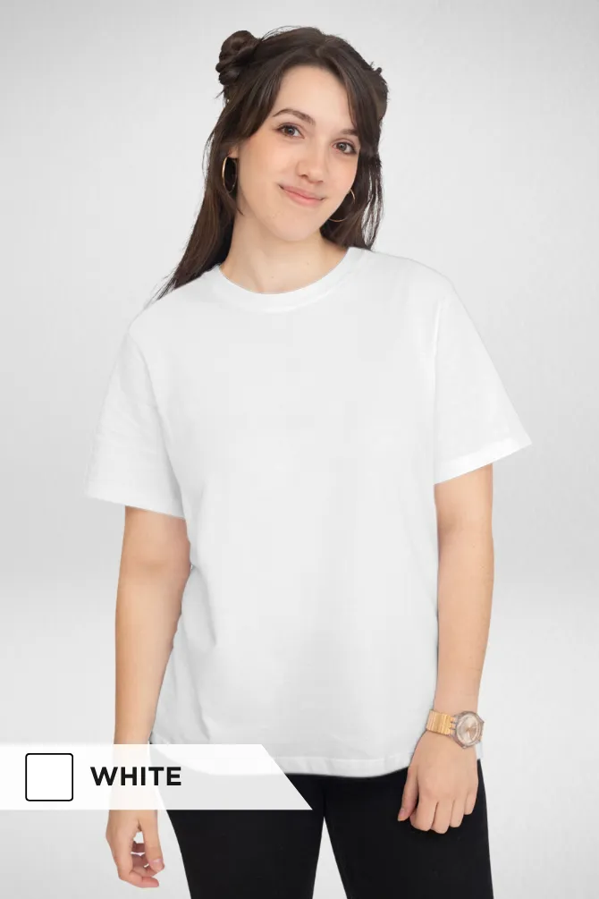 White and Light Pink Plain T-shirts Combo for Women