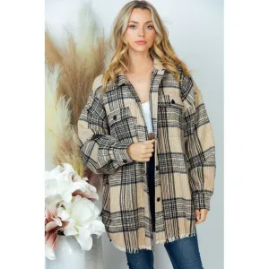 WHITE BIRCH PLUS SIZE Long Sleeve Plaid Woven Shacket