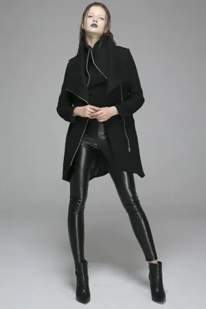 Winter Coat Zipper Jacket Women Wool Coat in Color Black 1363
