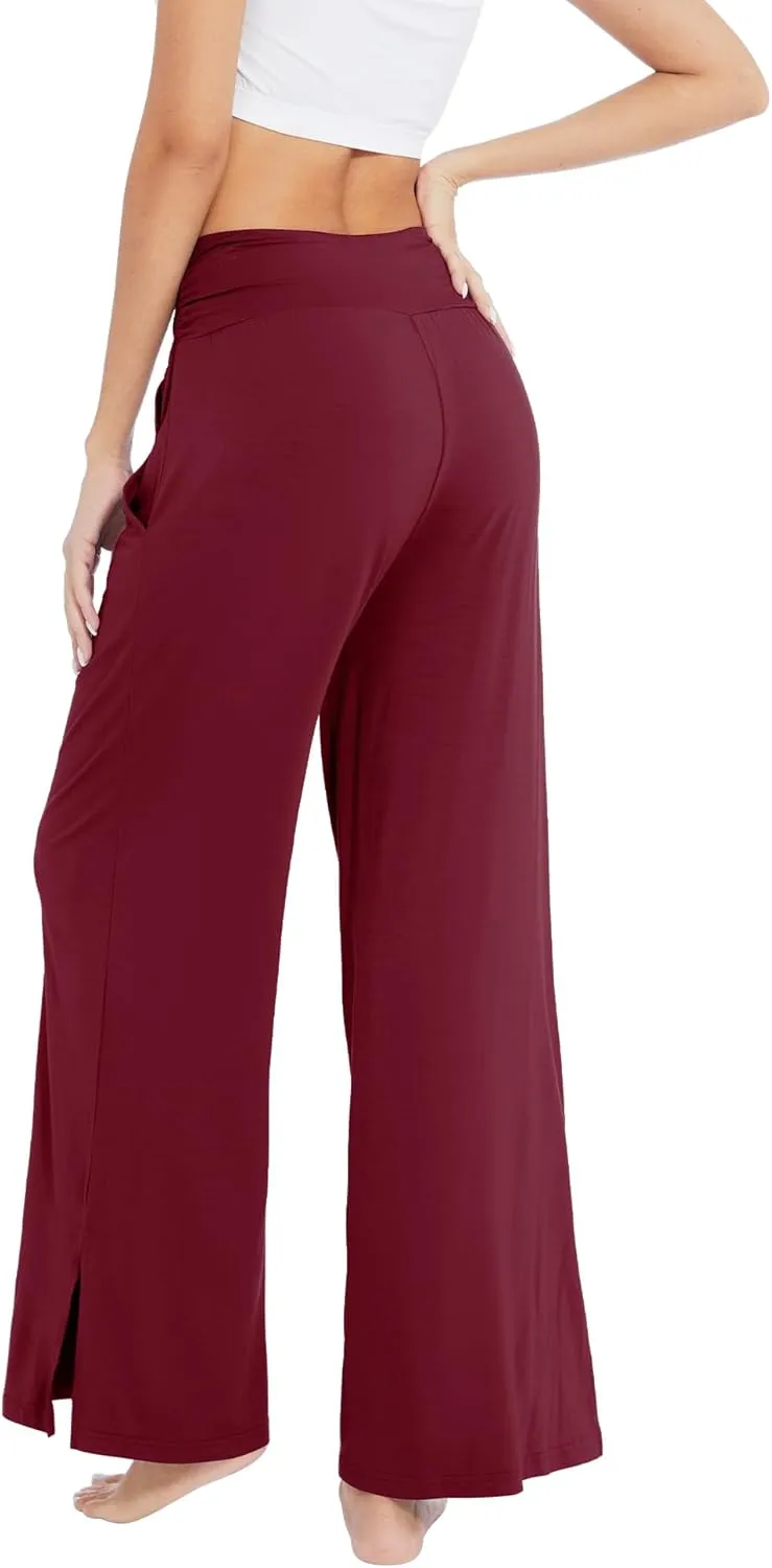 WiWi Womens Viscose from Bamboo Lounge Pants Soft Wide Leg Pajama Bottoms Palazzo Yoga Pant Casual Pj Bottom S-XXL