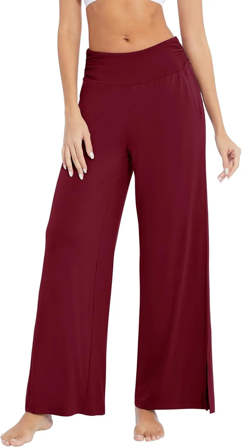 WiWi Womens Viscose from Bamboo Lounge Pants Soft Wide Leg Pajama Bottoms Palazzo Yoga Pant Casual Pj Bottom S-XXL