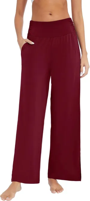 WiWi Womens Viscose from Bamboo Lounge Pants Soft Wide Leg Pajama Bottoms Palazzo Yoga Pant Casual Pj Bottom S-XXL