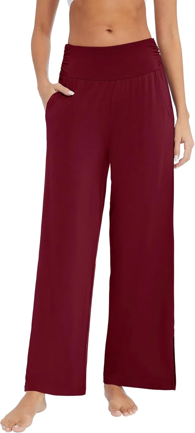 WiWi Womens Viscose from Bamboo Lounge Pants Soft Wide Leg Pajama Bottoms Palazzo Yoga Pant Casual Pj Bottom S-XXL