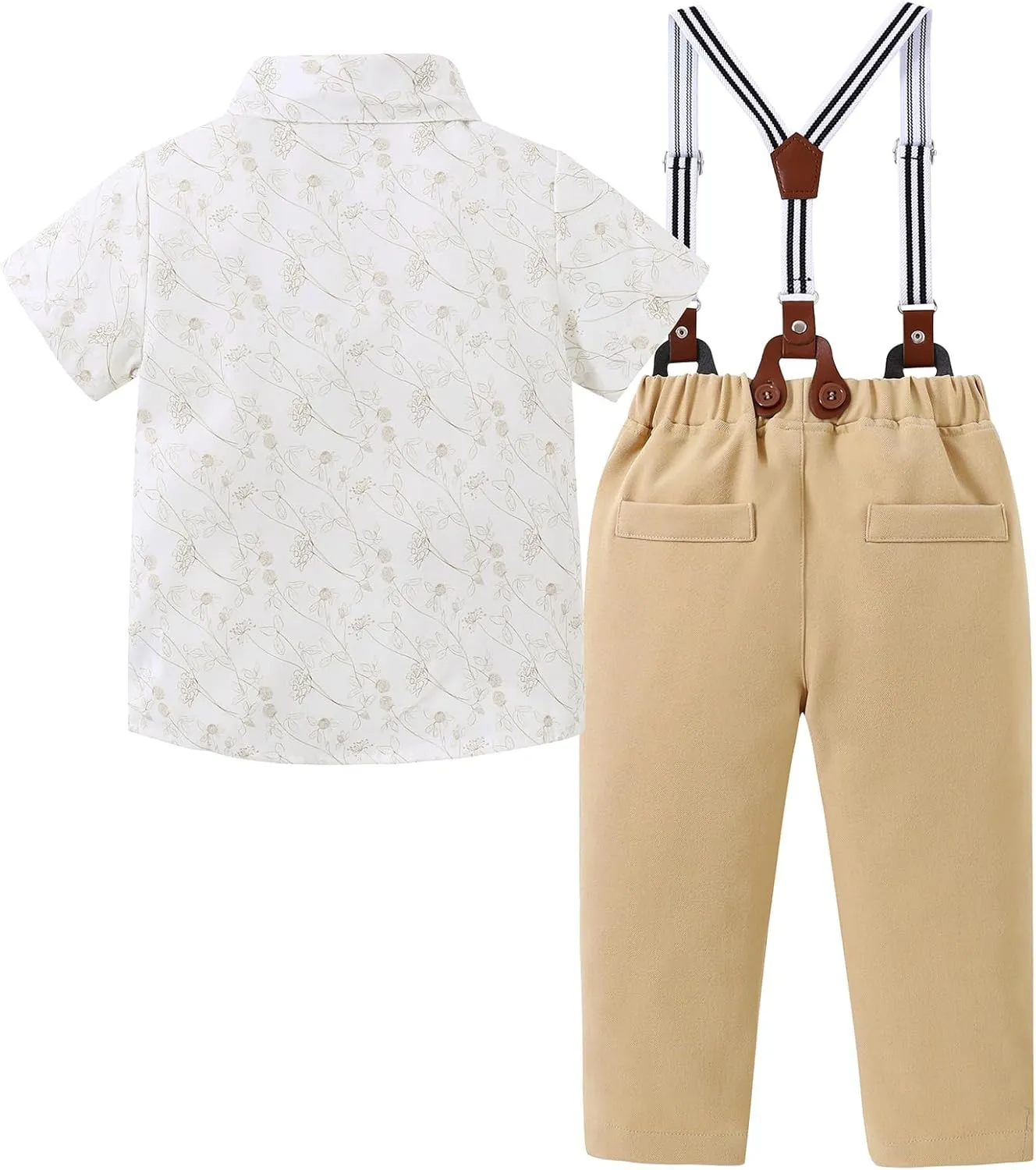 YALLET Toddler Baby Boy Clothes Suit Gentleman Wedding Outfits Formal Dress Shirt Bowtie Suspender Pants